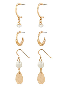 Pearl Hoop Earring Set