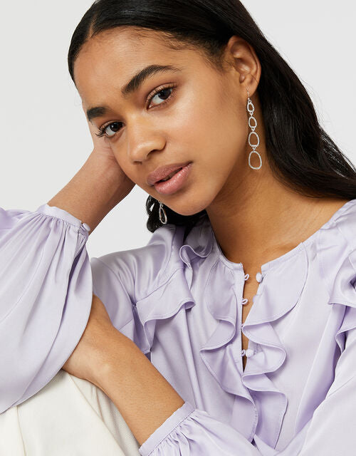 Pavé Organic Long Drop Earrings