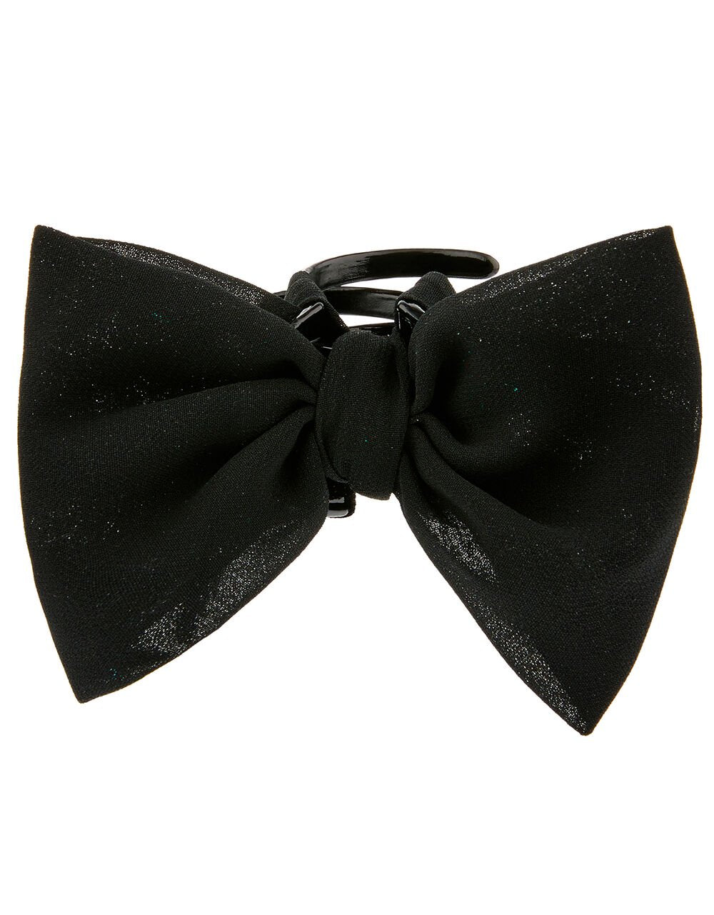 Fabric Bow Bulldog Hair Clip - Black