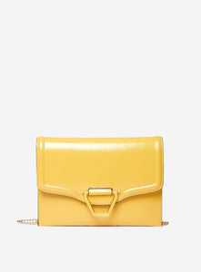 Yellow Enamel Detail Clutch Bag