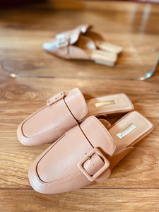 Nude Buckle Mules