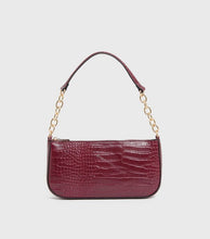 Load image into Gallery viewer, Red Faux Croc Chain Shoulder Bag
