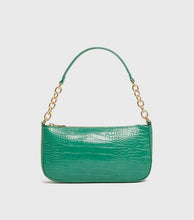 Load image into Gallery viewer, Green Faux Croc Chain Shoulder Bag
