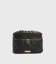 Load image into Gallery viewer, Little Mistress Black Quilted Chain Makeup Bag
