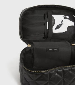 Little Mistress Black Quilted Chain Makeup Bag