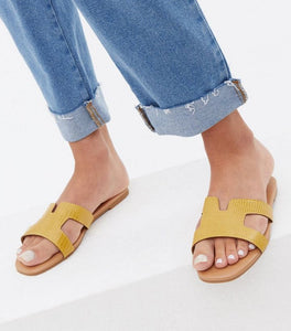 Mustard Faux Snake Cut Out Sliders