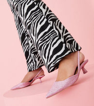 Load image into Gallery viewer, Born to Sparkle Pink Glitter Kitten Heel Court Shoes
