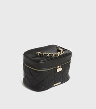 Load image into Gallery viewer, Little Mistress Black Quilted Chain Makeup Bag
