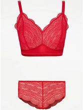 Load image into Gallery viewer, Red Lace Larger Bust Bralette and Full Knickers Set
