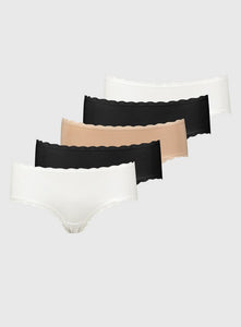 Neutral Lace Trim Knicker Shorts 5 Pack