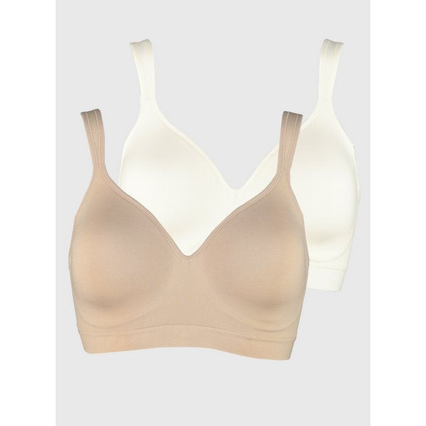 Latte Nude & White Seamless Stretch Bra 2 Pack