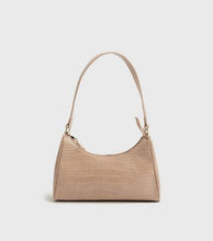 Load image into Gallery viewer, Camel Faux Croc Shoulder Bag
