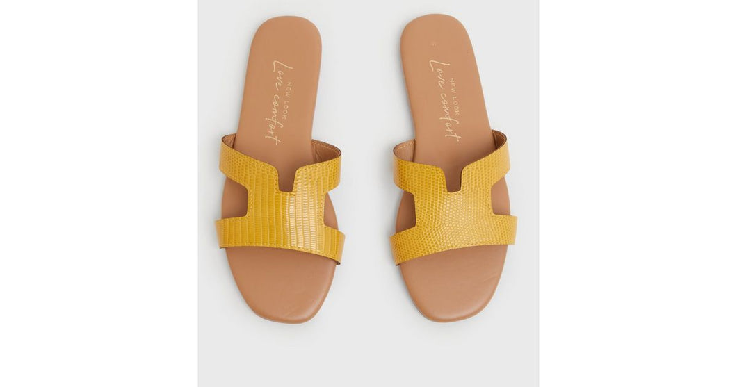 Mustard Faux Snake Cut Out Sliders