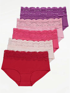 Pink Lace Trim Shorts 5 Pack