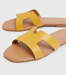 Mustard Faux Snake Cut Out Sliders