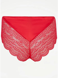 Red Lace Larger Bust Bralette and Full Knickers Set