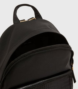 Black Faux Croc Pocket Backpack